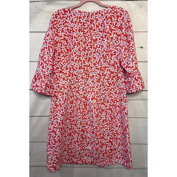 Draper James Size 12 Dress Orange White Blue Floral - Picture 6 of 6